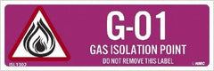 NMC - Energy Isolation Label - Legend: G - 01 THRU G - 10 DO NOT REMOVE THIS TAG GAS ISOLATION POINT, English, Purple, 3" Long x 1" High, Sign Muscle Finish - USA Tool & Supply