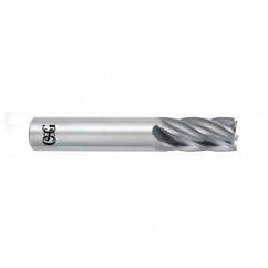 9/16 Dia. x 3-1/2 Overall Length 6-Flute Square End Solid Carbide SE End Mill-Round Shank-Center Cutting-Uncoated - USA Tool & Supply