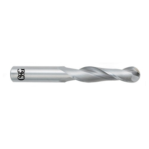 25 mm Dia. × 25 mm Shank × 57 mm DOC × 127 mm OAL, CBD Bright, 2 Flute, 30° Helix, Round, Ballnose End Mill - USA Tool & Supply