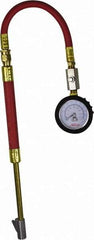 Milton - 0 to 160 psi Dial Straight Foot Dual Head Tire Pressure Gauge - 9' Hose Length, 5 psi Resolution - USA Tool & Supply