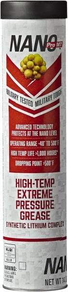 Nano Pro MT - 14 oz Cartridge Lithium High Temperature Grease - Dark Red, Extreme Pressure & High Temperature, 500°F Max Temp, NLGIG 2, - USA Tool & Supply