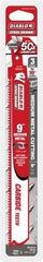 Freud - 9" Long x 1" Thick, Carbide Reciprocating Saw Blade - Straight Profile, 10 TPI, Toothed Edge, Tang Shank - USA Tool & Supply