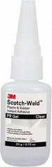 3M - 0.71 oz Tube Clear Instant Adhesive - Series Part Number PR Gel, 30 to 60 sec Working Time, 24 hr Full Cure Time - USA Tool & Supply