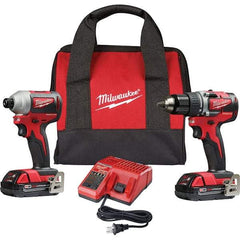 Milwaukee Tool - 18 Volt Cordless Tool Combination Kit - Includes Brushless Compact Drill/Driver & Brushless 1/4" Impact Driver, Lithium-Ion Battery Included - USA Tool & Supply