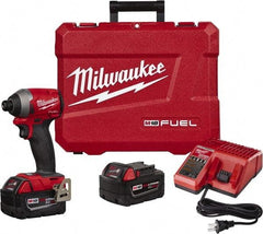 Milwaukee Tool - 18 Volt, 1/4" Drive, 167 Ft/Lb Torque, Cordless Impact Driver - 3600 RPM, 2 Lithium-Ion Batteries Included - USA Tool & Supply