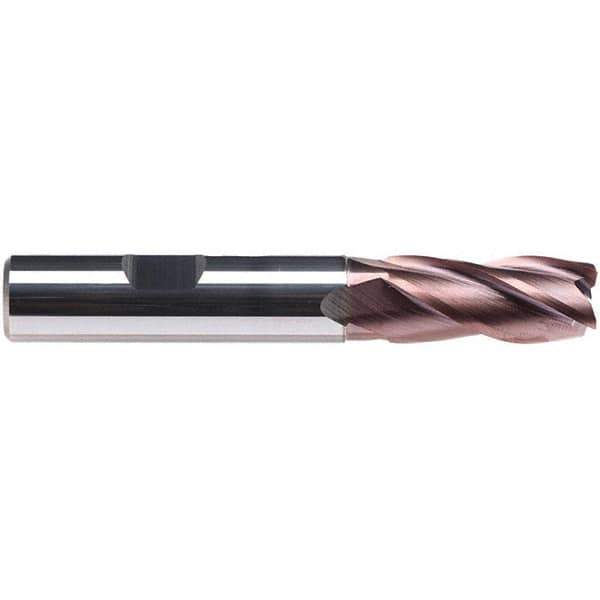 Emuge - 3mm Diam, 5mm LOC, 4 Flute Solid Carbide Roughing & Finishing End Mill - TiAlN Finish, 50mm OAL, 6mm Shank Diam, Weldon Shank, 38° Helix, Centercutting, Long Length - USA Tool & Supply