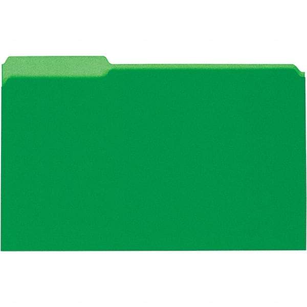 UNIVERSAL - 9-5/8 x 14-3/4", Legal, Green, File Folders with Top Tab - 11 Point Stock, 1/3 Tab Cut Location - USA Tool & Supply