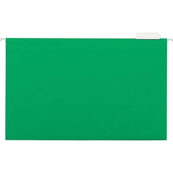 Universal One - 9-5/8 x 14-3/4", Legal, Bright Green, Hanging File Folder - 11 Point Stock, 1/5 Tab Cut Location - USA Tool & Supply