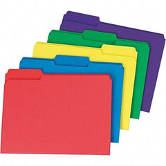 Universal One - 9-5/8 x 11-3/4", Letter Size, Assorted Colors, File Folders with Top Tab - 11 Point Stock, 1/3 Tab Cut Location - USA Tool & Supply