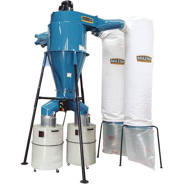 Baileigh - 1µm, 440 Volt Pedestal Mount Dust Collector - 85" Long x 65" Deep x 148" High, 4" Connection Diam, 6,000 CFM Air Flow, 17" Static Pressure Water Level - USA Tool & Supply