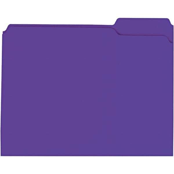 Universal One - 9-5/8 x 11-3/4", Letter Size, Violet, File Folders with Top Tab - 11 Point Stock, 1/3 Tab Cut Location - USA Tool & Supply