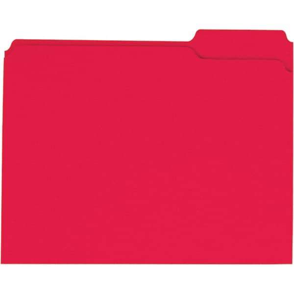 Universal One - 9-5/8 x 11-3/4", Letter Size, Red, File Folders with Top Tab - 11 Point Stock, 1/3 Tab Cut Location - USA Tool & Supply