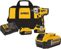 DeWALT - 1/2" Drive 20 Volt Mid-Handle Cordless Impact Wrench & Ratchet - 2,000 RPM, 0 to 3,100 BPM, 330 Ft/Lb Torque, 3 Lithium-Ion Batteries Included - USA Tool & Supply