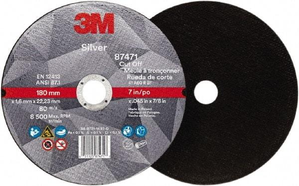 3M - 7" Ceramic Cutoff Wheel - 0.045" Thick, 7/8" Arbor, Use with Angle Grinders - USA Tool & Supply