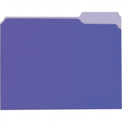 Universal One - 8-1/2 x 11", Letter Size, Violet/Light Violet, File Folders with Top Tab - 11 Point Stock, 1/3 Tab Cut Location - USA Tool & Supply