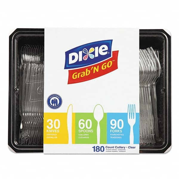 Dixie - Combo Pack, Tray w/Plastic Utensils, 90 Forks, 30 Knives, 60 Spoons - USA Tool & Supply