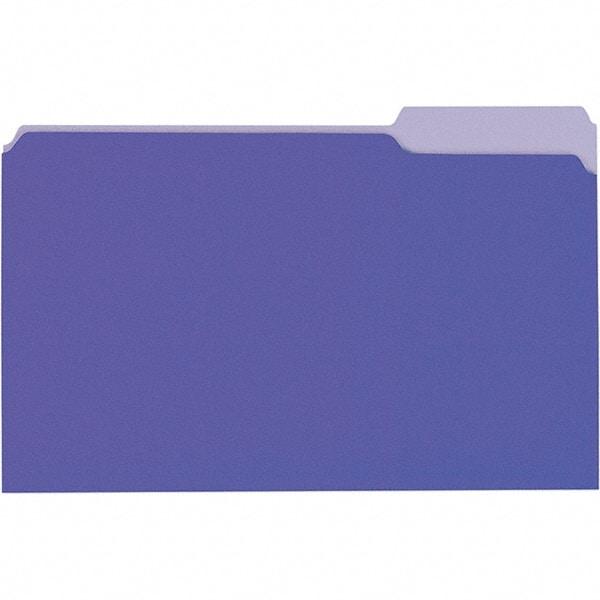 Universal One - 9-5/8 x 14-3/4", Legal, Violet/Light Violet, File Folders with Top Tab - 11 Point Stock, 1/3 Tab Cut Location - USA Tool & Supply