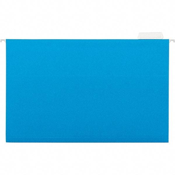 Universal One - 9-5/8 x 14-3/4", Legal, Blue, Hanging File Folder - 11 Point Stock, 1/5 Tab Cut Location - USA Tool & Supply