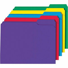 Universal One - 9-5/8 x 11-3/4", Letter Size, Assorted Colors, File Folders with Top Tab - 11 Point Stock, 1/3 Tab Cut Location - USA Tool & Supply