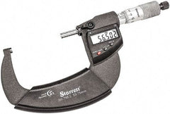 Starrett - 50 to 75mm Range, 0.001mm Graduation, Mechanical Outside Micrometer - Ratchet Thimble, 43mm Throat Depth, Accurate to 0.001mm - USA Tool & Supply