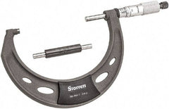 Starrett - 3 to 4" Range, 0.0001" Graduation, Mechanical Outside Micrometer - Ratchet Thimble, 2-1/4" Throat Depth, Accurate to 0.0001" - USA Tool & Supply