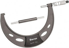 Starrett - 5 to 6" Range, 0.0001" Graduation, Mechanical Outside Micrometer - Ratchet Thimble, 3.35" Throat Depth, Accurate to 0.0001" - USA Tool & Supply