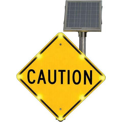 TAPCO - "Caution", 30" Wide x 30" High, Aluminum Traffic Control Signs - Fluorescent Yellow, Black, Diamond Grade Reflectivity, Diamond, Post Mount - USA Tool & Supply