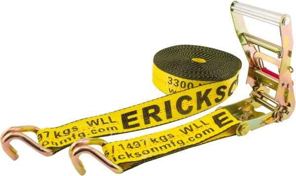 Erickson Manufacturing - 30' Long x 2" Wide, 10,000 Lb Basket Capacity, Polyester & Steel Web Sling - Yellow - USA Tool & Supply