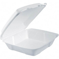 DART - 9-3/8 x 9-3/8 x 3" Foam Hinged Lid Containers - White - USA Tool & Supply