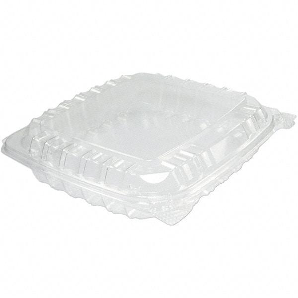 DART - 8-5/16 x 8-5/16 x 2" Plastic Hinged Container - Clear - USA Tool & Supply