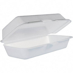 DART - 7-1/10 x 3-4/5 x 2-3/10" Foam Hot Dog Container with Hinged Lid - White - USA Tool & Supply