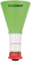 OEM Tools - 16 oz Capacity Plastic Funnel - 5" Mouth OD, 3-3/4" Straight Spout, Green, Clear & Red - USA Tool & Supply