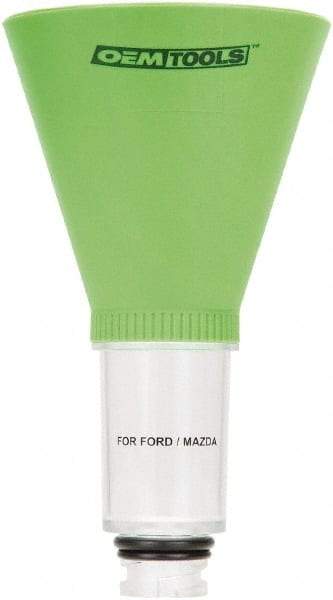 OEM Tools - 16 oz Capacity Plastic Funnel - 5" Mouth OD, 3-3/4" Straight Spout, Green & Clear - USA Tool & Supply