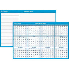 AT-A-GLANCE - 1 Sheet, 36 x 24", Erasable Wall Calendar - Blue & White - USA Tool & Supply