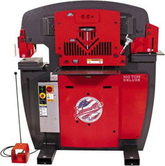 Edwards Manufacturing - 11" Throat Depth, 100 Ton Punch Pressure, 1-1/16" in 1" Punch Capacity Ironworker - 7-1/2 hp, 3 Phase, 230 Volts, 56" Wide x 63-1/8" High x 45-1/2" Deep - USA Tool & Supply