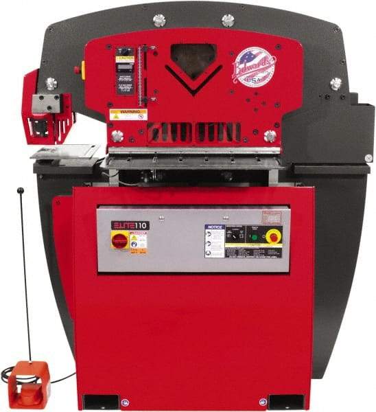 Edwards Manufacturing - 17-3/4" Throat Depth, 110 Ton Punch Pressure, 1-3/8" in 1" Punch Capacity Ironworker - 7-1/2 hp, 3 Phase, 460 Volts, 91-9/16" Wide x 65-1/8" High x 44-7/8" Deep - USA Tool & Supply