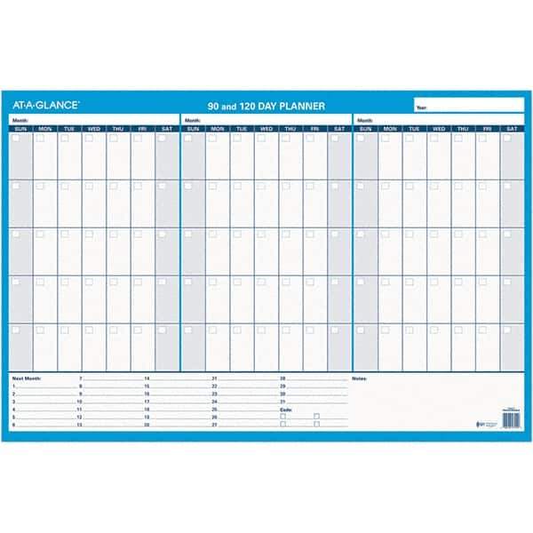 AT-A-GLANCE - 1 Sheet, 36 x 24", Erasable Wall Calendar - White & Blue - USA Tool & Supply