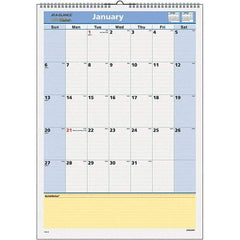 AT-A-GLANCE - 12 Sheet, 12 x 17", Wall Calendar - Blue & Yellow - USA Tool & Supply