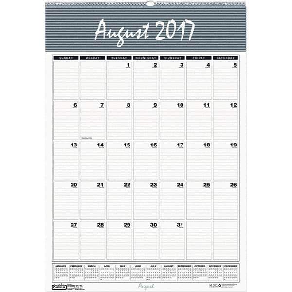 House of Doolittle - 12 Sheet, 12 x 17", Wall Calendar - Blue & Gray - USA Tool & Supply