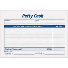 TOPS - 600 Sheet, 3-1/2 x 5", Petty Cash Slips - Blue & White - USA Tool & Supply