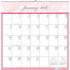 House of Doolittle - 12 Sheet, 12 x 12", Wall Calendar - Pink & Gray - USA Tool & Supply