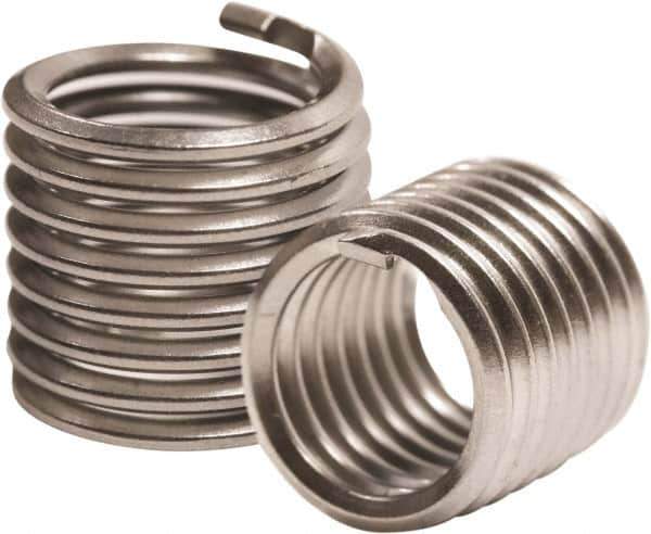 Recoil - M2.5x0.45 Metric Coarse, 2.5mm OAL, Free Running Helical Insert - 3-3/8 Free Coils, Tangless, 304 Stainless Steel, Bright Finish, 1D Insert Length - Exact Industrial Supply