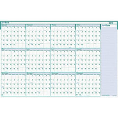 House of Doolittle - 1 Sheet, 24 x 37", Erasable Wall Calendar - White & Teal - USA Tool & Supply