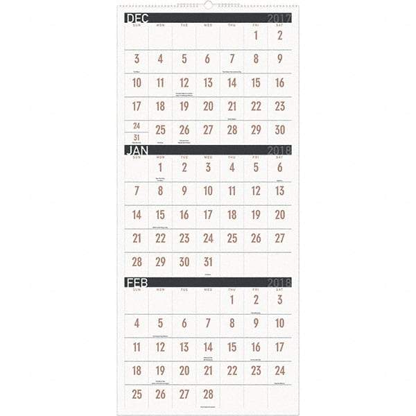 AT-A-GLANCE - 8 Sheet, 12 x 27", Wall Calendar - USA Tool & Supply