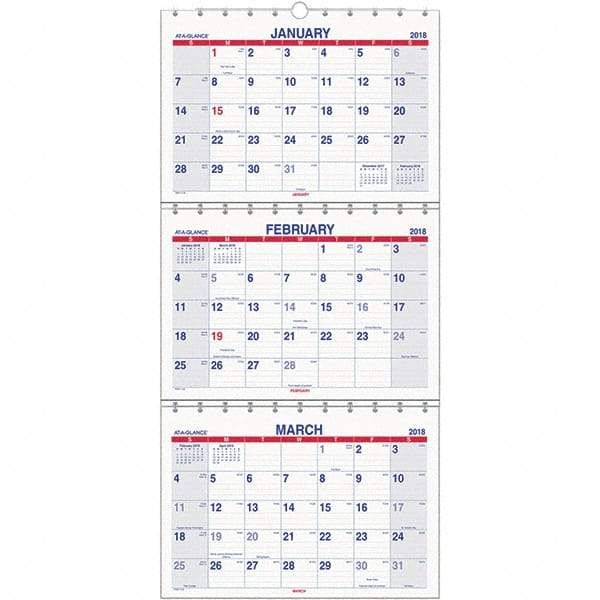 AT-A-GLANCE - 8 Sheet, 12 x 16-1/2", Wall Calendar - USA Tool & Supply