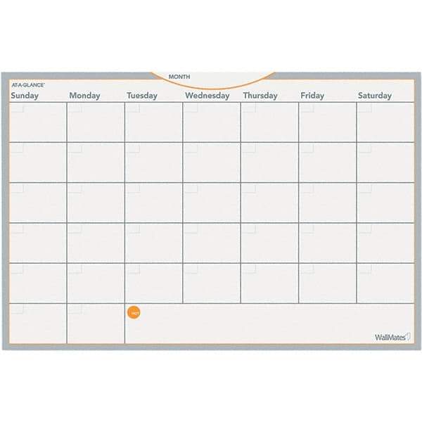 AT-A-GLANCE - 12 Sheet, 18 x 12", Erasable Wall Calendar - Gray, White & Orange - USA Tool & Supply