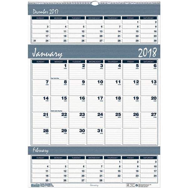 House of Doolittle - 12 Sheet, 12 x 17", Wall Calendar - Blue & Gray - USA Tool & Supply