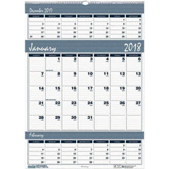 House of Doolittle - 12 Sheet, 12 x 17", Wall Calendar - Blue & Gray - USA Tool & Supply