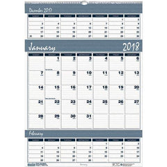 House of Doolittle - 12 Sheet, 15-1/2 x 22", Wall Calendar - Blue & Gray - USA Tool & Supply