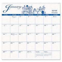 AT-A-GLANCE - 12 Sheet, 12 x 11-3/4", Wall Calendar - White - USA Tool & Supply